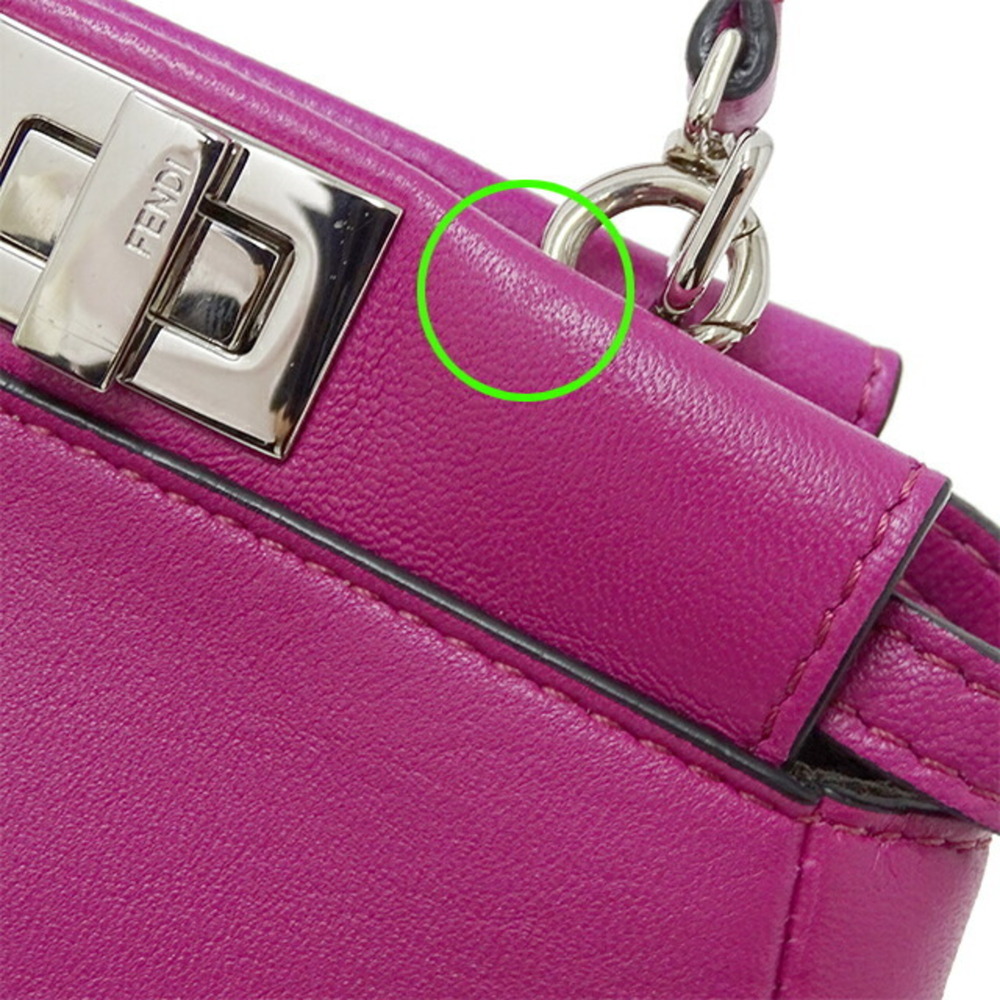 Fendi FENDI Bag Ladies Peekaboo Shoulder Leather Micro Purple 8M0355 - Picture 14 of 16
